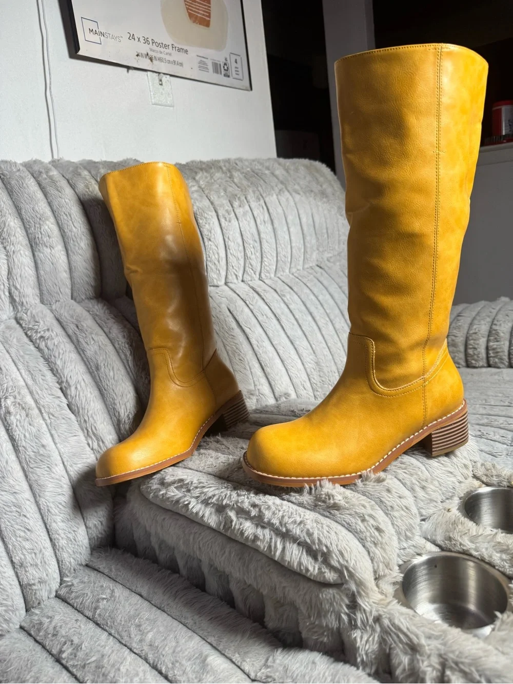 Women's Over-the-Knee Riding Boots in Mustard Yellow